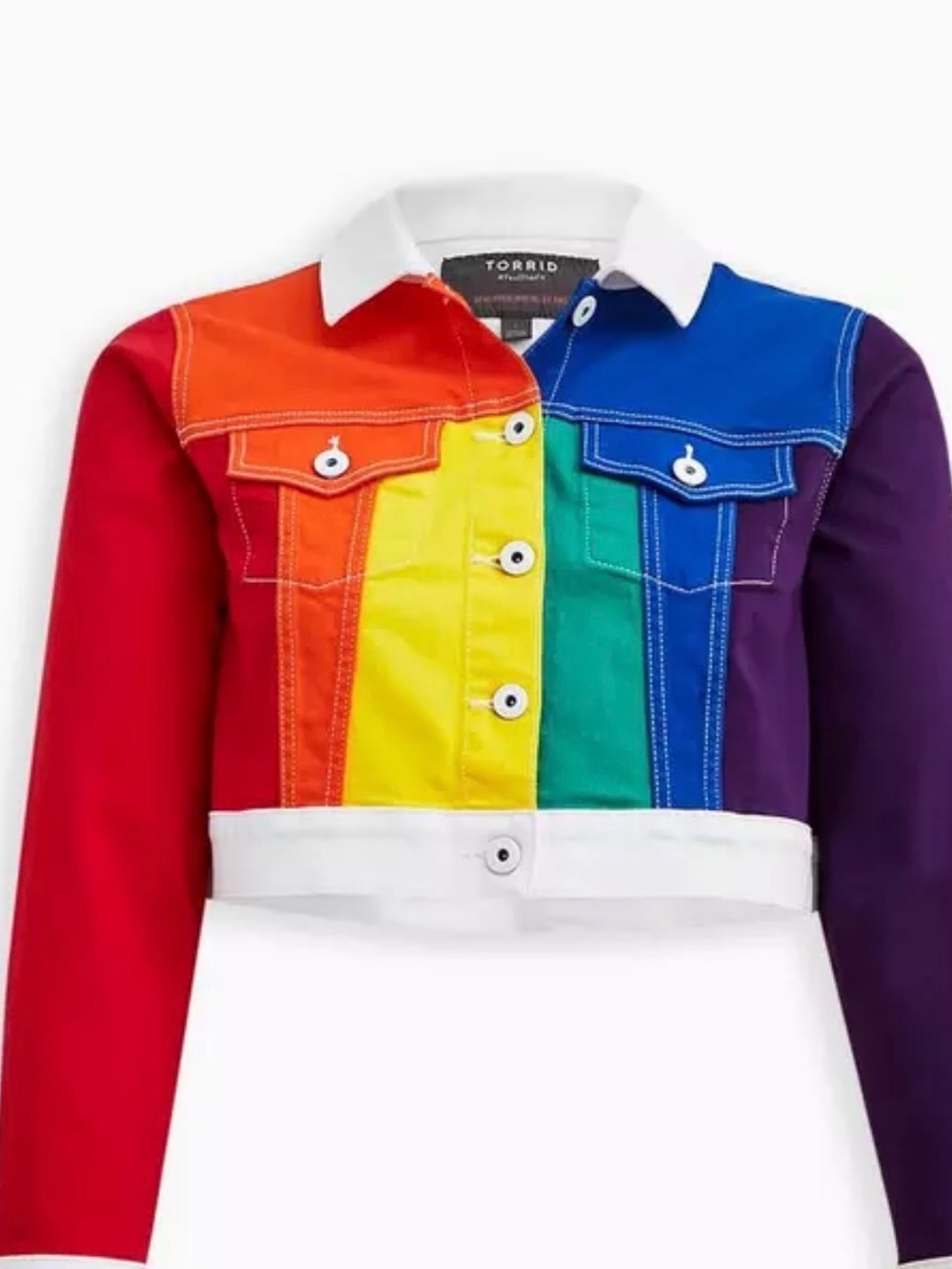 Rainbow Colorblock Cropped Jacket - Multicolor - Picture 4 of 4